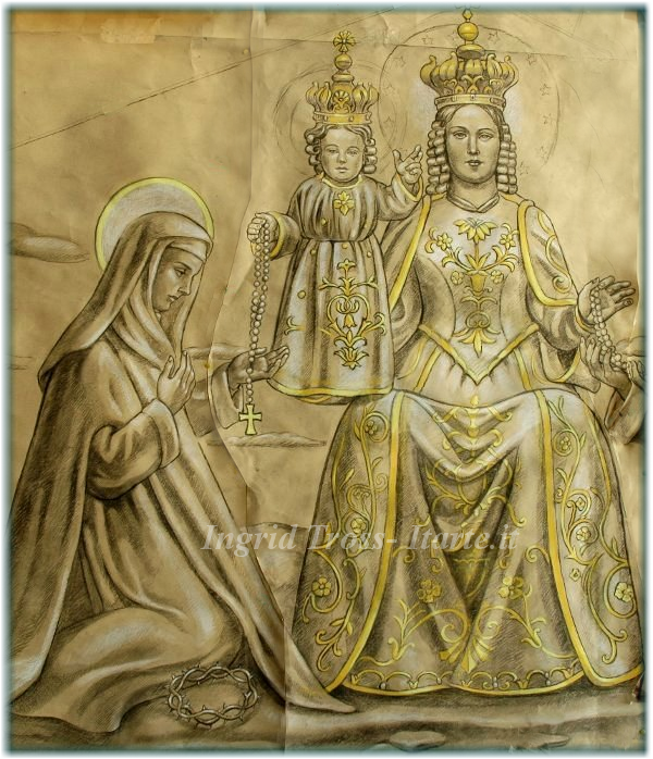 Mosaico Madonna del Rosario - Particolare del cartone 2