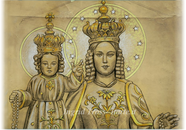 Mosaico Madonna del Rosario - Particolare del cartone 1