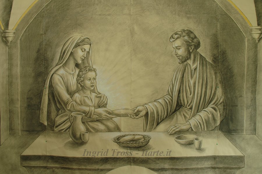 Mosaico Sacra Famiglia - Particolare del Cartone 2