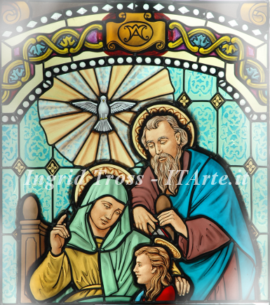 Vetrata San Gioacchino, Sant'Anna e Maria Bambina - Particolare